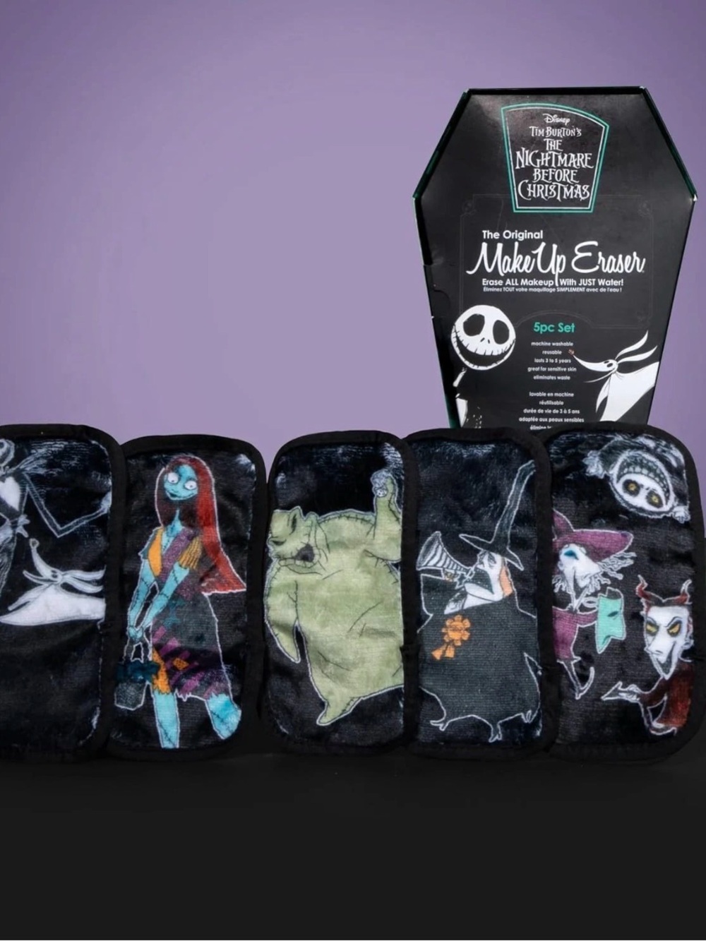 MakeUp Eraser The Nightmare Before Christmas 5 washable makeup removers. Sealed.